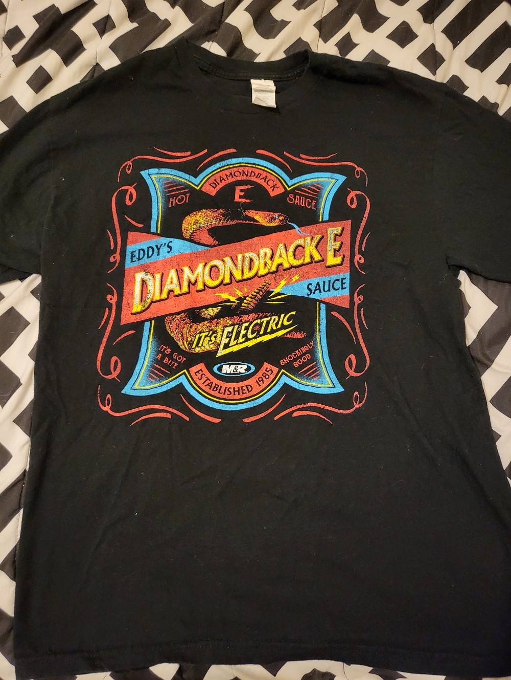 Diamond Supply Co. Black T‑Shirt with Red, Yellow, Blue Graphic Size L Vintage